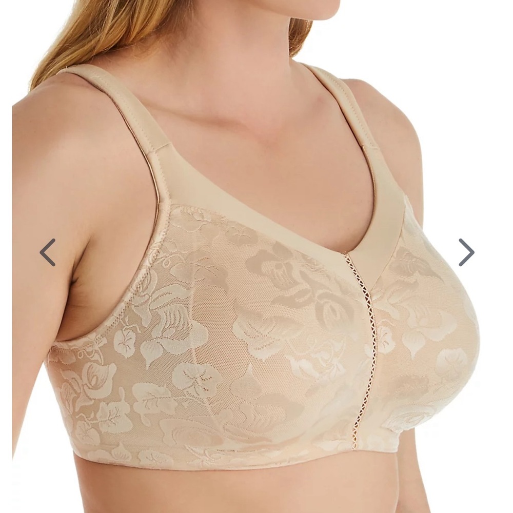 Wacoal Awareness Bra 36B Wire Free Full Coverage Tan Satin Adjustable 85276 GUC